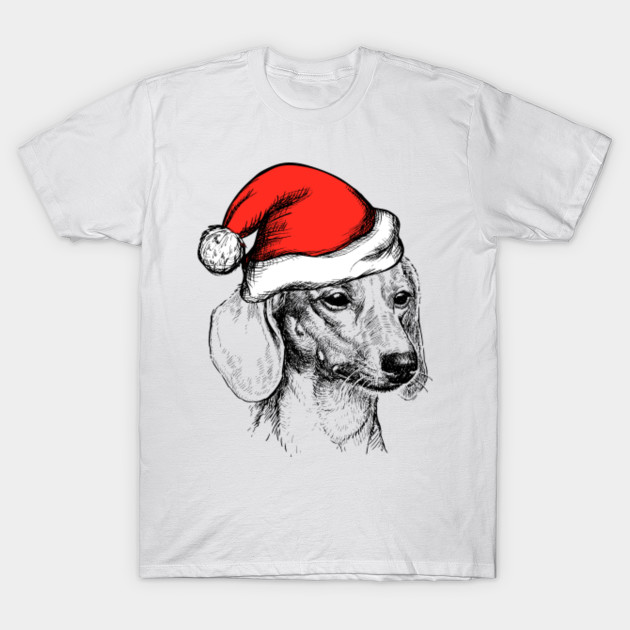 Dachshund Wearing Santa Hat